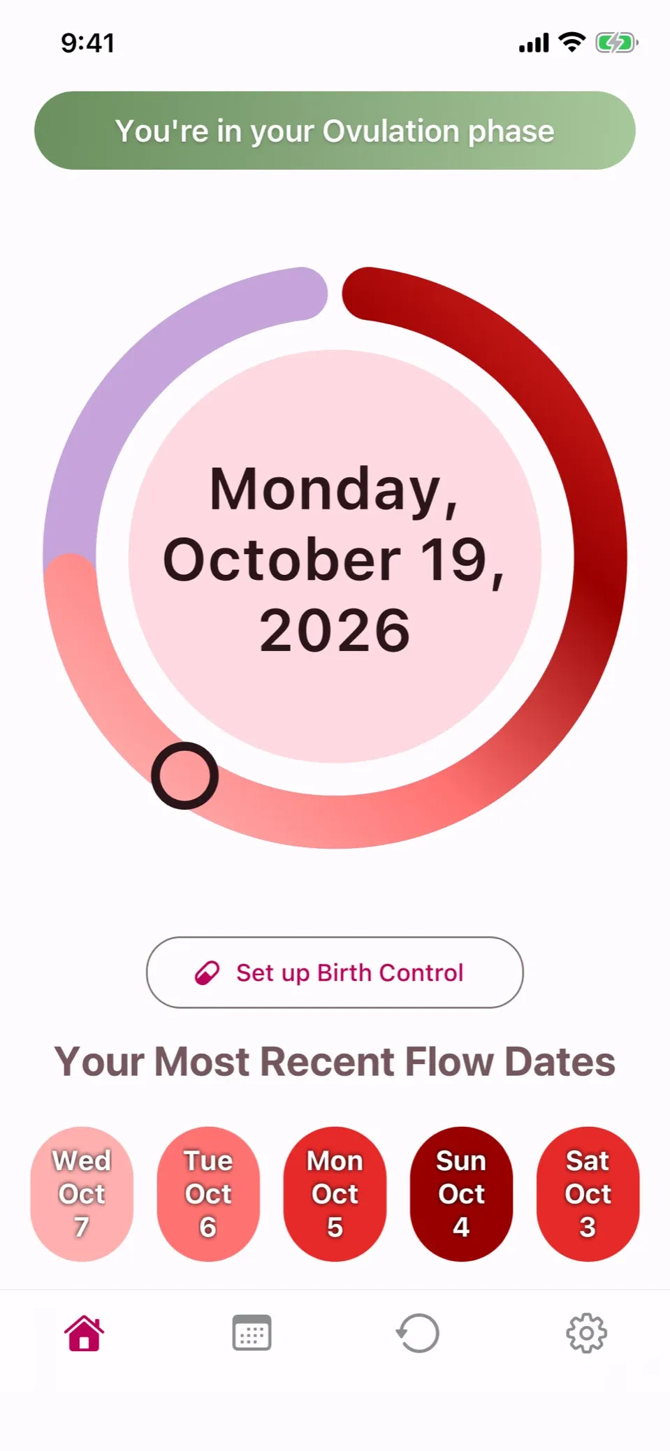 The home screen in the pink theme
